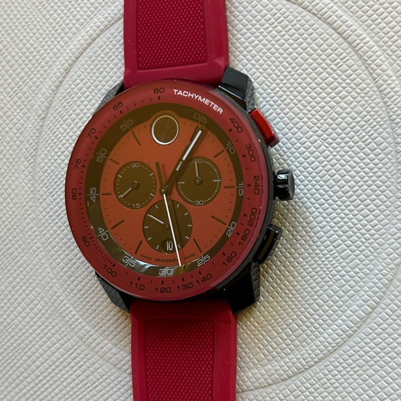 Movado Bold TR90 Watch With 43.5mm Black & Red Chronograph Face & Red Band - Picture 4 of 9